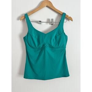Athleta Bondi Bra Cup Tankini Top Women's Green Swim Size 38B/C Adjustable Strap